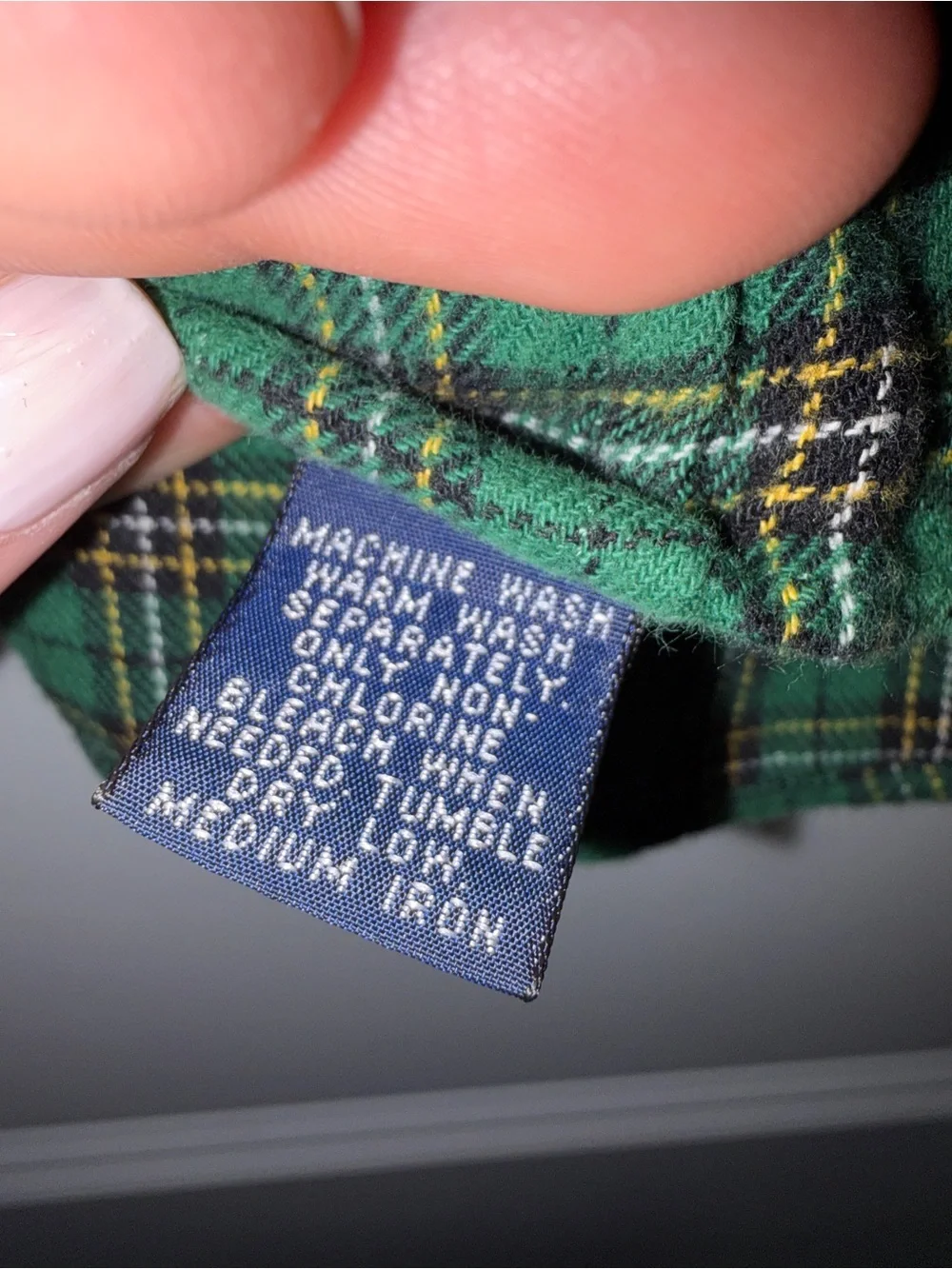 Vintage Ralph Lauren Boys Medium Green Plaid Button Down Shirt 100% Cotton